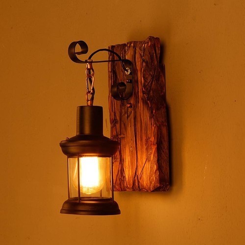Retro holz wandleuchte - holz,