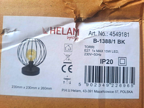 Helam tori wandleuchte schwarz - tori,